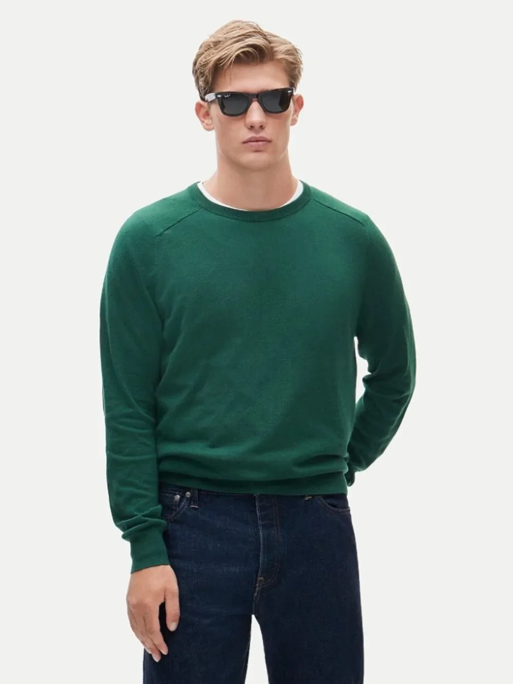 NWT J. Crew Pima Cotton Crewneck Sweater Serene Spruce Green Pullover Size L